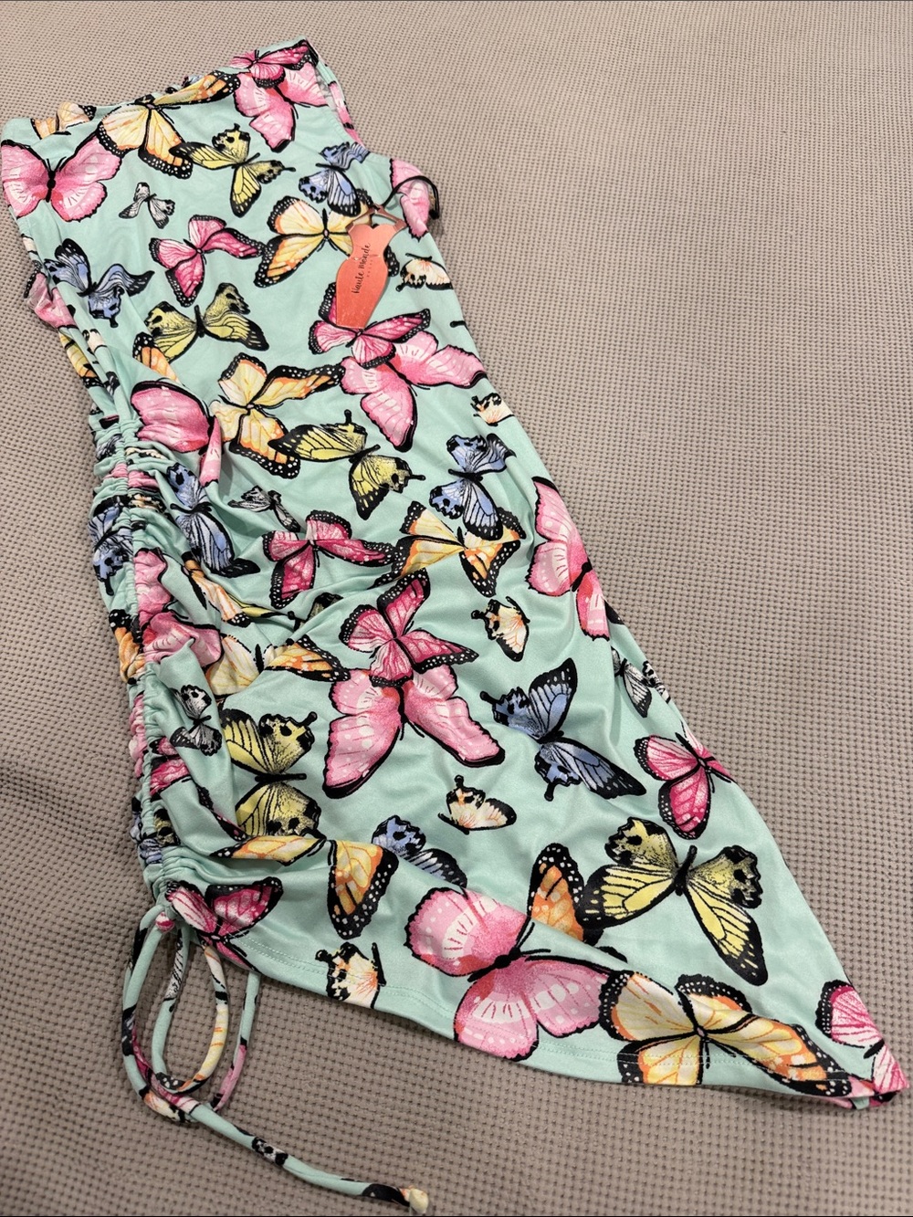 Haute Monde Mint Green Butterfly Maxi Dress with Pink, Yellow & Blue Accents